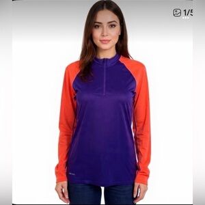 NIKE Pro dri-fit fitted 1/4 zip pullover purple / orange